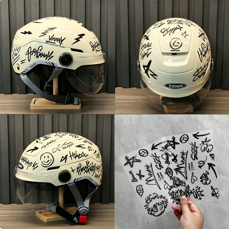 Scooter Helmet Set - Lot de 2 autocollants punk graffiti