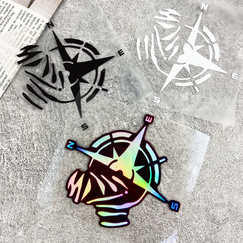 Scooter Helmet Set - Autocollant en vinyle motif boussole 13x12cm,